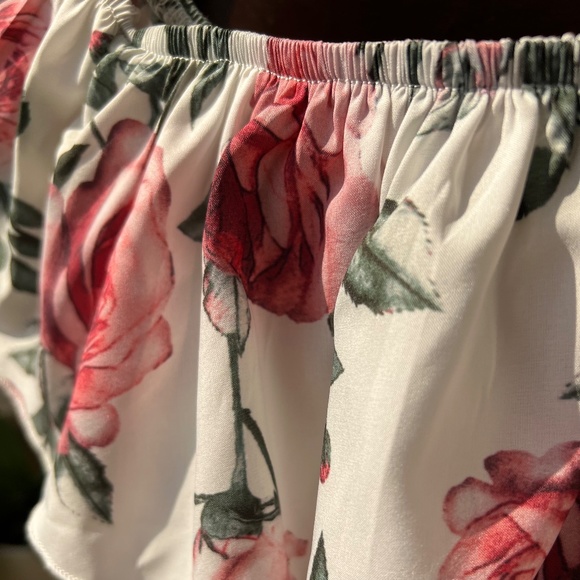 Girls Shirred Floral Tube Crop Top - Picture 7 of 14